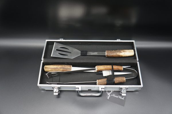 HornWerk Grillset Hirschhorn. Geschenk für Jäger